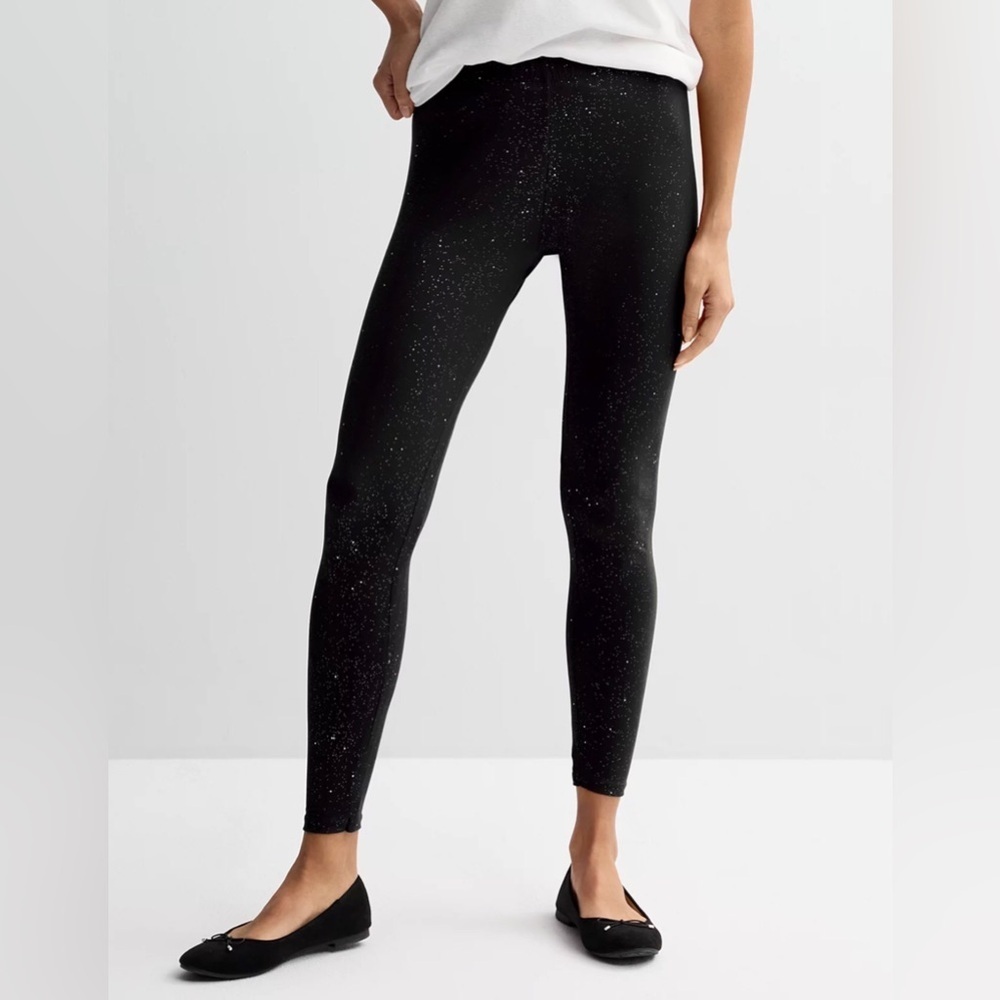Jollidays Black Sparkle Leggings Size XS Women’s Pull-On Stretch Slim Fit